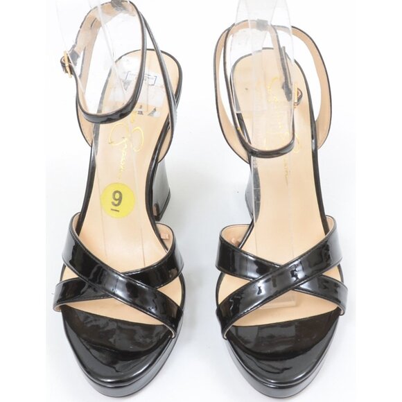 Jessica Simpson OJILLY Patent High Wedge Platform Sandal Size 9 Retro Sexy - Picture 5 of 9